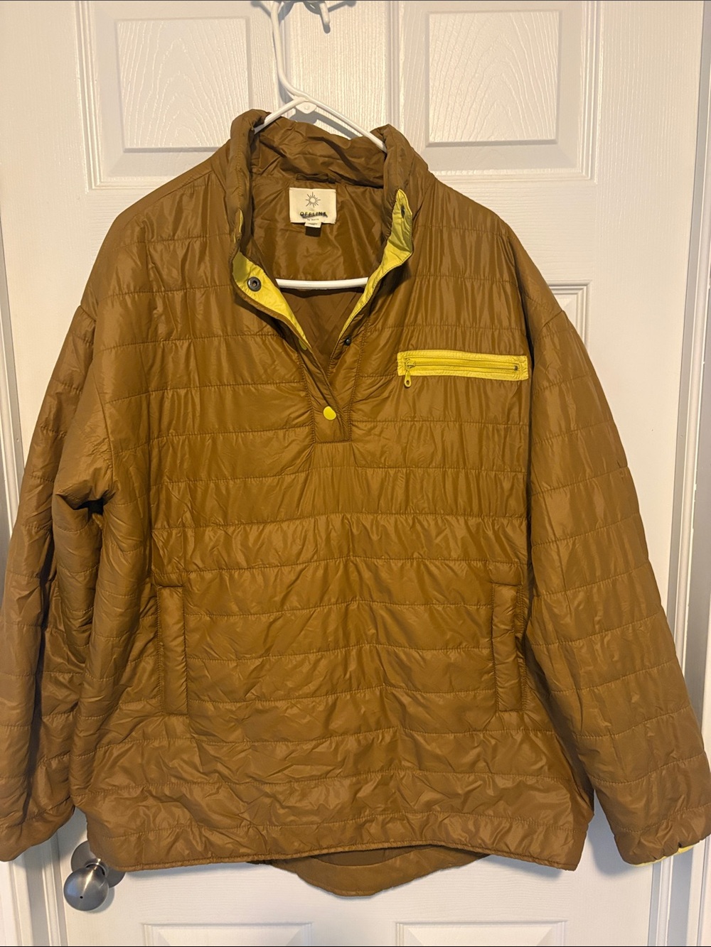 Offline by Aerie Lightweight Quilted Pullover Jacket in Mustard